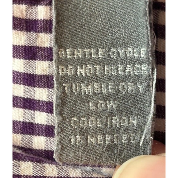 Fossil Classic Fit Mens Medium Long Sleeve Purple Gingham Button Up‎ Shirt - Picture 6 of 6